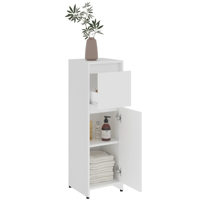 Engineered Wood Bathroom Cabinet with Drawer & Door Storage Laundry Room Rack Slim Corner Floor Cabinet