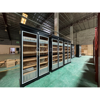 Vente en gros d'usine, armoire à cigares en bois, vitrine à double porte, meuble de présentation pour boutique de tabac, humidor en verre personnalisé