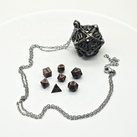 Collier pendentif dés polyédriques creux en métal Feeron 6MM, lot de 7 – Coffret cadeau DND Cthulhu TRPG pour joueurs et collectionneurs de jeux de rôle de table