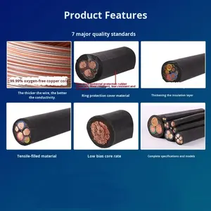 YC Heavy-Duty Soft Rubber <strong>Cable</strong> 3-Core Stranded Conductor Waterproof Power Cord with Rubber Jacket <strong>Square</strong> Meter Electrical Wires - Product Image 3