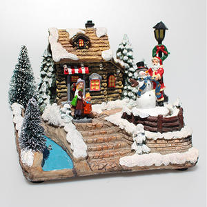 Hotselling Christmas Glow <span class=keywords><strong>petite</strong></span> <span class=keywords><strong>maison</strong></span> avec musique résine artisanat autres décorations de Noël - Product Image 5