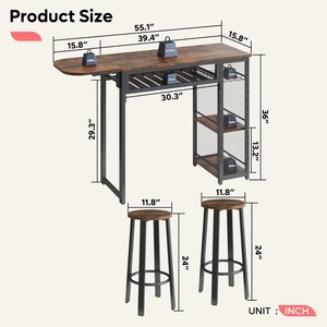 Custom-made cross-border foreign trade high counter <b>bar</b> <b>table</b>, home use wall-mounted wooden minimalist dining <b>table</b> and chair - Product Image 2