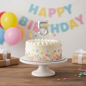 Argento fatto a mano numero 5 candela di compleanno buon compleanno bastone per la decorazione del partito per il nuovo anno pasqua Ramadan 6CM scatola di cera - Product Image 3