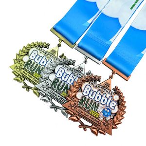 Exclusive Customized Metal Sports Marathon Medals Gold Silver and Bronze Designs with <b>Ribbons</b> Unique Crafted - Product Image 2