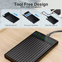 Casing Hard Drive Plastik SHUOLE 2024 2.5 Inci, Kotak SSD, Rak HDD SSD 2.5 Inci, Casing HDD SSD Sata dengan Layar LCD Digital Pintar