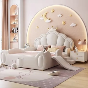 Cama Moderna de Princesa para Niños, Directo de Fábrica, Muebles Rosados Populares para Dormitorio Infantil, Cama Suave y Segura con Barandas Personalizables - Product Image 2