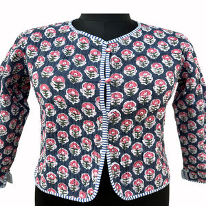 Chaqueta de Forro Polar de Algodón Transpirable con Estampado Indio Premium, Chaqueta Corta de Invierno Reversible con Estampado Floral Bohemio para Mujer - Product Image 3