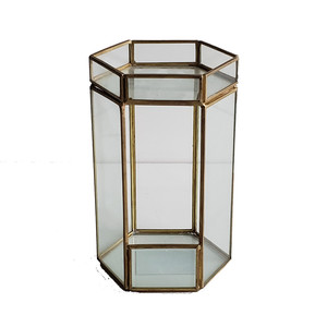 Porte-bougie <span class=keywords><strong>en</strong></span> verre transparent <span class=keywords><strong>en</strong></span> forme d'hexagone <span class=keywords><strong>en</strong></span> <span class=keywords><strong>cuivre</strong></span>, bougeoir décoratif de table, <span class=keywords><strong>bougeoirs</strong></span> votifs - Product Image 1