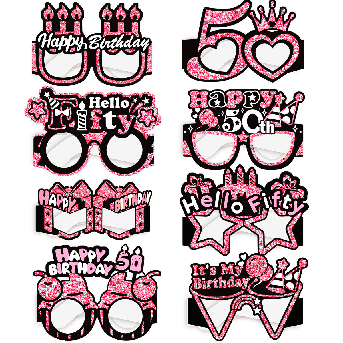 pink  A set of glasses for 50 years old