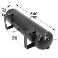 Réservoir d'air universel en aluminium noir de 4 gallons avec trous NPT 1/4, réservoir de suspension pneumatique, réservoir de klaxon, accessoires de voiture