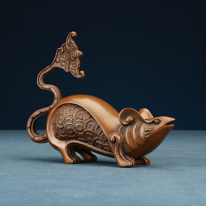 Figura de rata del zodiaco de cobre púrpura, decoración hecha a mano para el hogar y la oficina, regalo de Año Nuevo Chino - Product Image 2