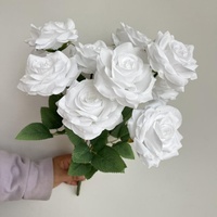 Flores Artificiales de Rosa Diamante, Ramo de Seda de 9 Cabezas, Decoración para Bodas y Hogar