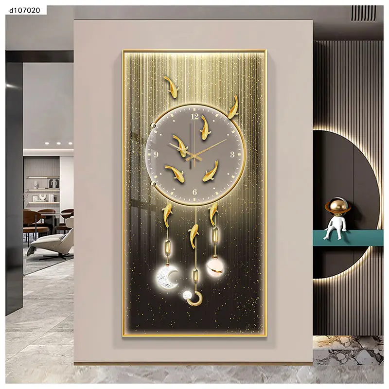 Luxury Glass Crystal Portrait Wall Art Painting Clock For Home Decor