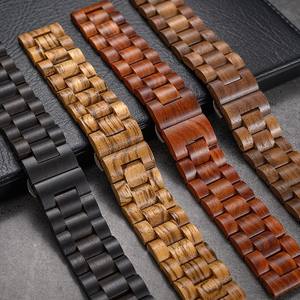 Bracelet de montre en bois de santal, 20mm 22mm, universel, pour Huawei, Samsung, Apple, montre intelligente, boucle papillon - Product Image 3