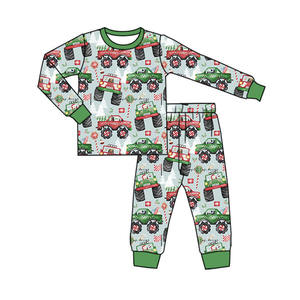 Preorder Christmas Truck Print Nuevos diseños Pijamas para niños Trajes Baby Girls Sleepers Sister Matches Estilos de ropa para niños - Product Image 4