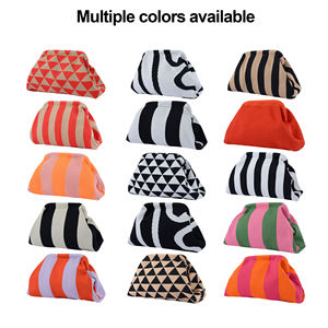 Nouvelle Pochette Cosmétique Décontractée en Tricot Rayé pour Femme avec Logo Personnalisé, Sac à Main Nuage Tissé à Clip Ouvert, Pochette Décontractée - Product Image 2