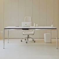 Bureau rectangulaire minimaliste, bureau simple pour studio, table de conférence et de négociation, table à manger Bauhaus en acier inoxydable