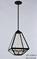 OEM ODM Lustre Cage en Fer Forgé Style Rétro Américain, Taille Moyenne, E12, Noir, pour Cuisine, Design Original