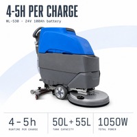 Autolaveuse autoportée WL-530 pour usage commercial, largeur de nettoyage 530 mm, balai essoreur 780 mm, réservoirs 50L/55L, autonomie 4-5h, certifiée CE