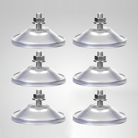 Ventouse transparente en PVC de 5,5 cm, robuste et épaissie, avec vis M6, pour pieds de meubles et tables, avec tige de 6 mm, noire