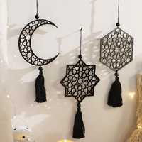 Nouveau Décoration Murale Transfrontalière Noire Xingyue Art Déco Abstraite Géométrique en MDF, Forme Irrégulière, Artisanat Creux pour Chambre à Coucher
