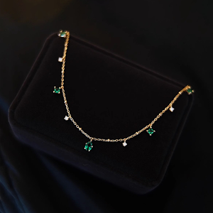 <span class=keywords><strong>Collar</strong></span> de diamantes con forma de gota de agua verde de <span class=keywords><strong>abuela</strong></span> estilo Palacio Retro S925 <span class=keywords><strong>collar</strong></span> de cadena de oro Chapado en plata pura joyería - Product Image 3