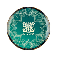 Assiette à dessert de 8 pouces en céramique verte, motif danse du lion, en porcelaine, pour la décoration de table, les fêtes et les mariages