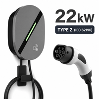 Chargeur EV intelligent durable UL94-V0 22 kW 32 A triphasé Type 2 avec application WiFi NFC RFID, station de recharge murale domestique 22 kW EVSE