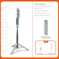 Vndefo 1.42 M Portable Selfie Stick Trépied À Distance Nouveau Mini Équipement De Streaming En Direct En Alliage D'aluminium Support De Téléphone Magnétique Durable