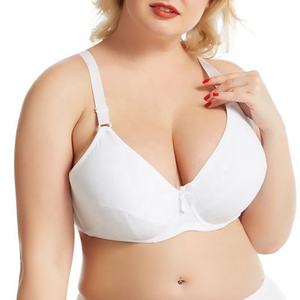 Vendita calda Premium reggiseno da donna con ferretto Plus Size tinta unita con fiocco trasparente in pizzo comodo balconcino Plus Size reggiseno Push up - Product Image 5