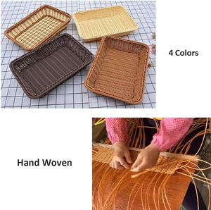 Cesta de Almacenamiento de Mimbre PP Tejida a Mano, Resistente y Lavable, Estilo Mimbre, para Servir Alimentos en la Cocina - Product Image 6