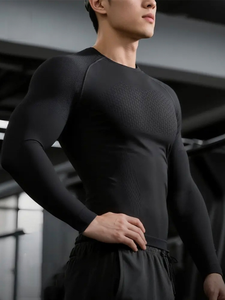 Custom Made American-style Seamless Jacquard Slim Fit Sporty High-Elastic Quick Dry Breathable Compression Fitness <strong>Shirt</strong> - Product Image 2