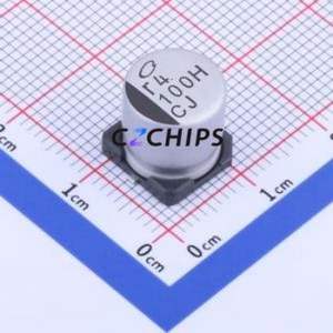 ตัวเก็บประจุ UCJ1H101MCL1GS อลูมิเนียมอิเล็กโทรลีติค SMD D10xL10mm 100uF 20% 50V 165mA-120Hz - Product Image 1