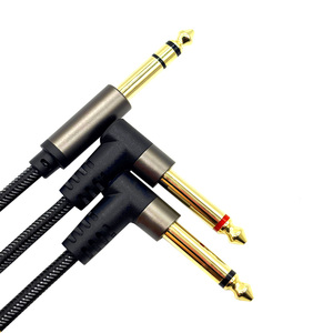 Câble audio <span class=keywords><strong>TRS</strong></span> stéréo mâle plaqué or 6.35mm 1/4 "vers double 2X6.35mm 1/4" mâle TS <span class=keywords><strong>Mono</strong></span> 90 degrés à angle droit en Y - Product Image 2
