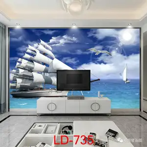 Özelleştirilmiş tasarım 3d deniz dünya 3d görünümlü yüzme havuzu cilalı TV arka plan parlak DUVAR KAROLARI