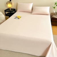 Ensemble de draps de lit 3 pièces de couleur unie, drap plat, taie d'oreiller, literie tissée pour la maison et l'hôtel