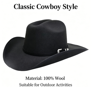 Sombrero de Vaquero de Fieltro Ajustable para Hombre, Estilo Western, de Lana, para Otoño e Invierno, en Oferta - Product Image 2