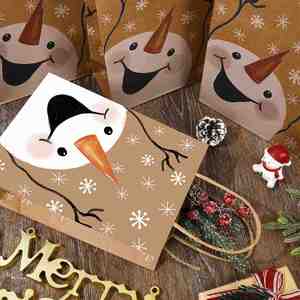Bolsas de Papel Kraft Reciclables Ecológicas Personalizadas para Boutique Navideña, con Asas Retorcidas, para Empaque de Velas, Navidad - Product Image 4