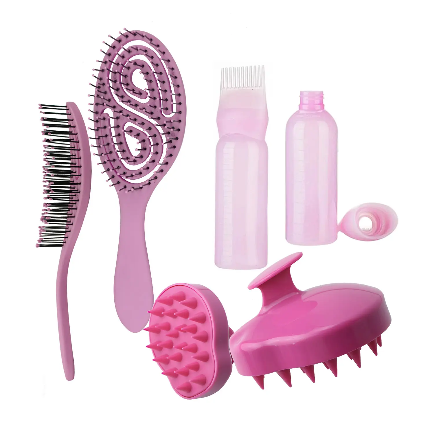 Ensemble de lavage de cheveux, bouteille de shampoing vide avec applicateur brosse de Massage de soins du cuir chevelu brosse démêlante peigne à cheveux