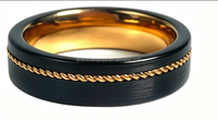 Bague en tungstène 8 mm avec incrustation noire en forme de corde pour homme – Cadeau idéal pour festival, fiançailles, mariage, amoureux, ami