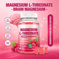 Gummies de L-Thréonate de Magnésium 1000mg pour la Relaxation Musculaire et la Santé de la Mémoire, Sans Sucre, Saveur Framboise, Complément Alimentaire OEM ODM