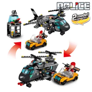 LELE BROTHER SWAT Voiture de police Aricraft Briques de construction Patrouille Hélicoptère Jouets éducatifs Cadeau