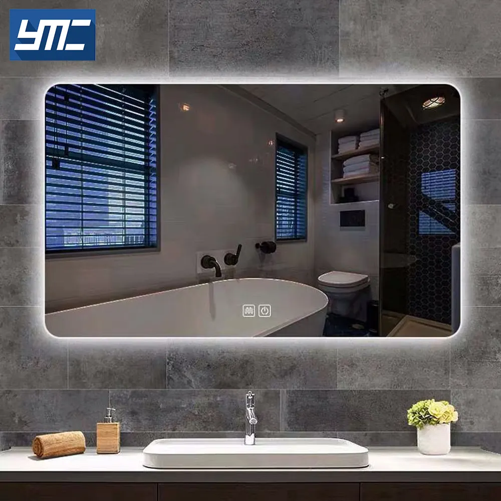 Customized Size Frameless Backlit Anti Fog Wall Mounted Large Square Bath Mirrors Led Bathroom Mirror For Home Hotel Bathroom