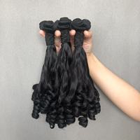 Lots de Cheveux Brésiliens Naturels Super Double Drawn Funmi Curl en Gros, Extensions de Cheveux Humains Vierges à 100% pour Tissage, Cheveux Bouclés Printaniers