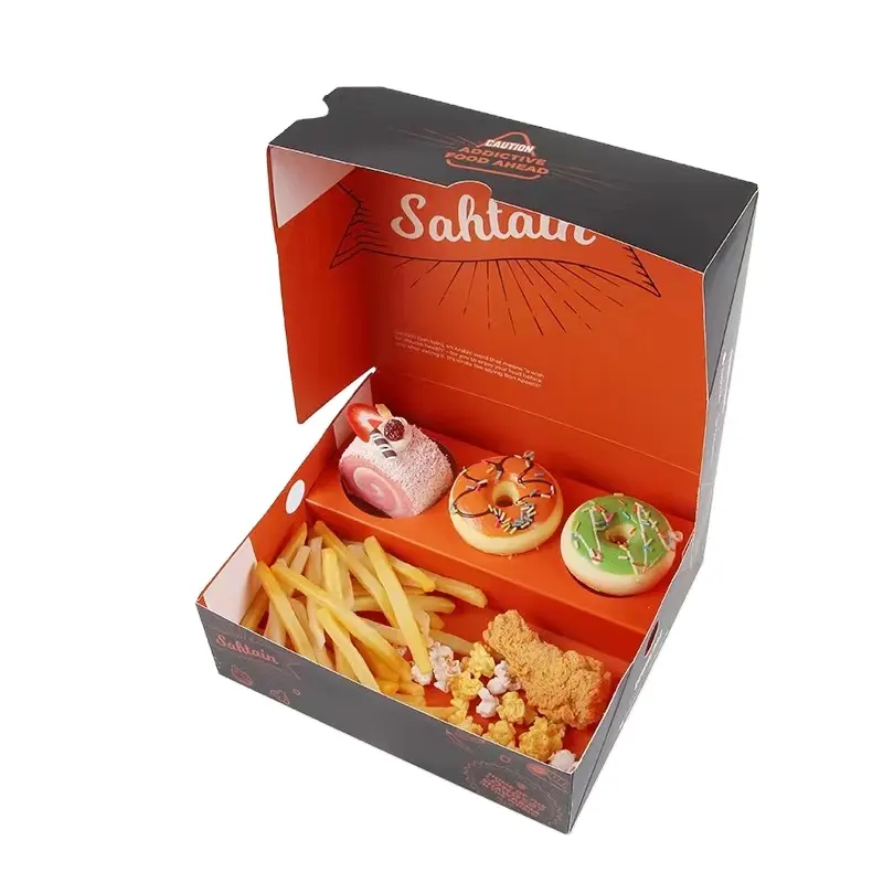 Caixa De Pastoreio Papel Descartável Personalizado Frango Frito Impresso Peixe E Chips Embalagem Fast Food Takeaway Box