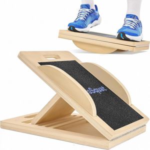 Planche d'équilibre inclinable en bois, réglable sur plusieurs niveaux, antidérapante, pour exercices à domicile, équipement de gym en bois massif - Product Image 1