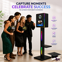 Kiosque à selfies pour cérémonie de remise des diplômes, promotion commerciale, avec éclairage LED et imprimante, photomaton portable