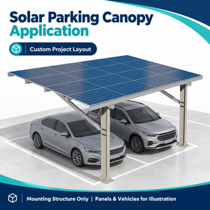 Structure de carport solaire fixe au sol en aluminium haute résistance ou acier au carbone, sur mesure OEM, auvent de stationnement pare-soleil - Product Image 6