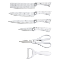 Ensemble de 6 couteaux de cuisine, éplucheur de fruits et de pommes de terre en céramique, couteau à viande, ciseaux, couteau de chef en acier inoxydable, couteau de boucher avec boîte cadeau