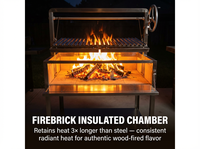 Barbecue au charbon de bois moderne de 40 pouces, panier à feu en acier inoxydable, allumage électronique, dispositif de sécurité anti-flamme, Santa Maria Argentine